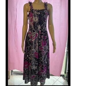R&K Pink and Black Floral Maxi Dress